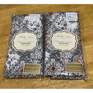 Bella Lux Gray Medallion Floral Napkins 8 Ct Fabric 18x18"